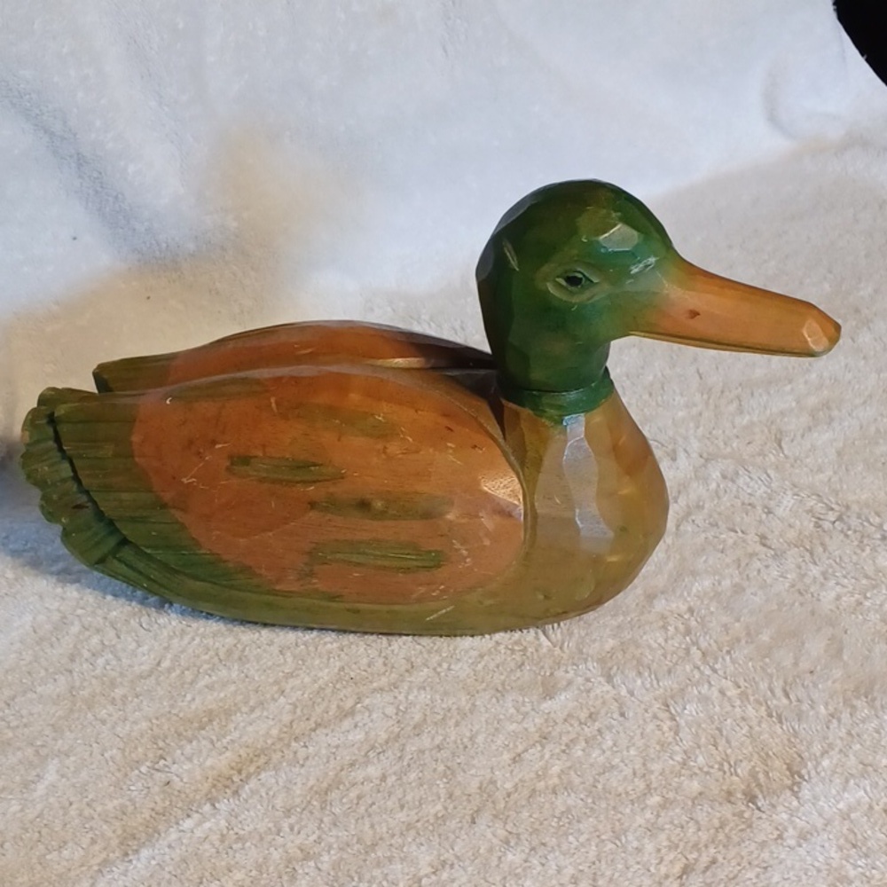 Vintage handmade wooden duck 11 inch